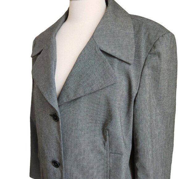 Jones New York Jones Wear‎ Cropped Blazer 16 Micro Check Black Gray Stretch - Picture 8 of 11